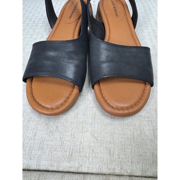 Lucky Brand Rimma D'Orsay Womens Size 8.5M Black Leather Slingback Sandals - Picture 3 of 8